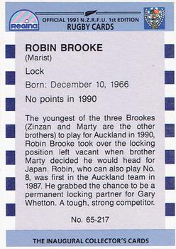 1991 Regina NZRFU 1st Edition #65 Robin Brooke Back